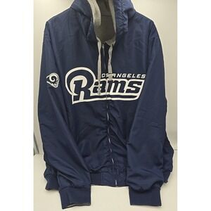 LA‎ Rams Men's Insulated Blue/Gray Reversible Football Full Zip Coat Jacket L